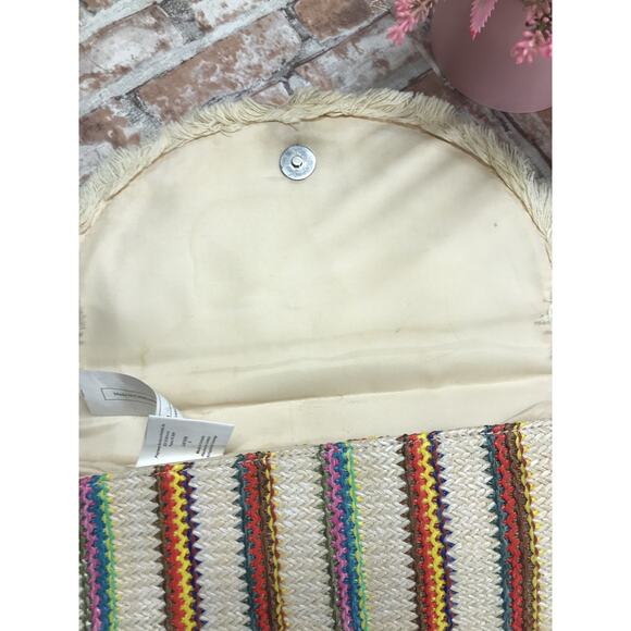 Woven Handbag Crossbody Purse Bohemian Embroidered Y2k Vtg 70s Multicolo - Picture 5 of 6